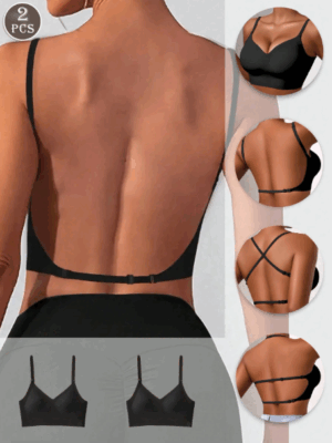 2pcs Women's Seamless Backless Bra Underwear