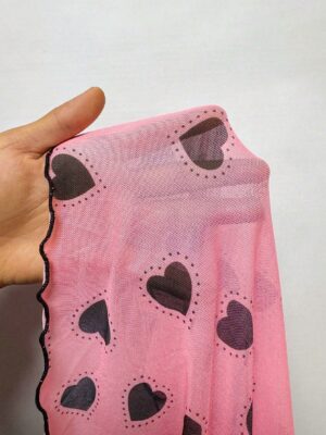 PetitDoll Contrast Color Lace Backless Sexy Heart Print Mesh Nightgown