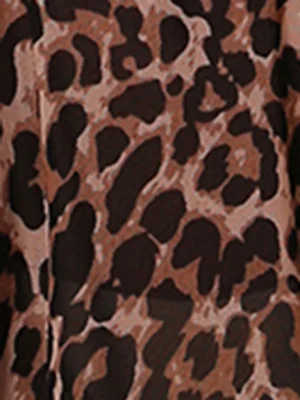 Women's Sexy Leopard Print Sheer Mesh Patchwork Sexy Nightgown