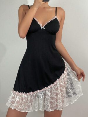 SweetSlumber Ladies' Color Blocked Lace Trimmed Cami Sleep Dress