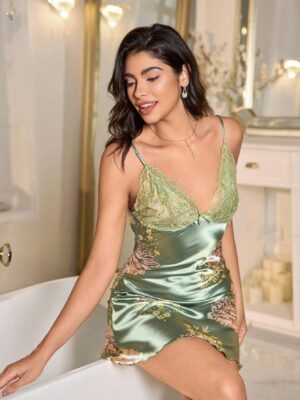 LuxeNights Women Lace Camisole Nightgown