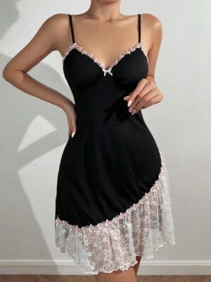 SweetSlumber Ladies' Color Blocked Lace Trimmed Cami Sleep Dress