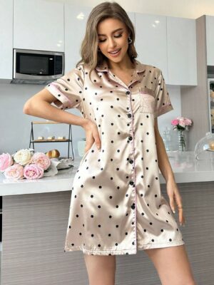 SilkySpell Ladies' Polka Dot Printed Pajama Dress
