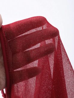 DAZY Silver Metallic Threading Blended Mesh Wrap Front Sheer Sexy Cami Nightgown