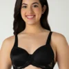 Glam Lace Padded Wired Balconette Bra - Black