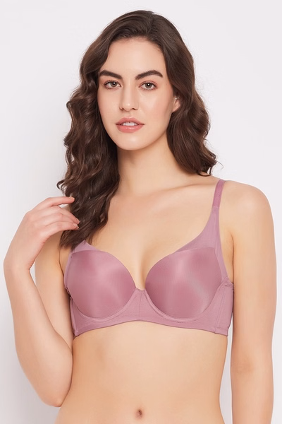 Level 2 Push-Up Padded Underwired Demi Cup T-shirt Bra in Mauve