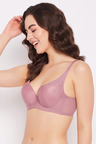 Level 2 Push-Up Padded Underwired Demi Cup T-shirt Bra in Mauve