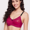 Non-Padded Non-Wired Full Figure Bra in Magenta - Cotton