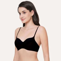 Non Wired Everyday Wear Seamless T-Shirt Bra - Black