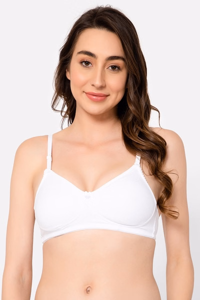 Non-Wired Full Coverage Multiway T-shirt Bra in White - Cotton