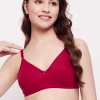 Non-Wired Full Coverage T-shirt Bra in Maroon - Cotton