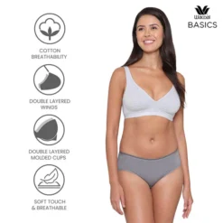 Non-Wired Full Cup Everyday Wear T-shirt Bra - Grey