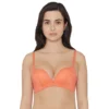 Non Wired Push-Up Lacy Plunge Bra - Orange
