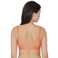 Non Wired Push-Up Lacy Plunge Bra - Orange