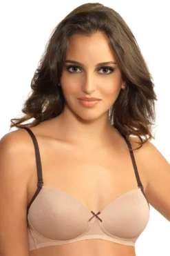 Padded Non-Wired Bra - Nude-Chocolate