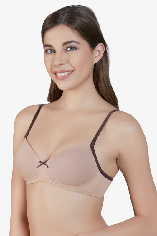 Padded Non-Wired Bra - Nude-Chocolate