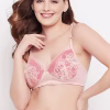 Padded Non-Wired Full Cup Bra in Baby Pink - Lace