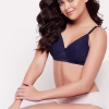 Padded Non-Wired Full Cup Bra in Dark Blue - Lace