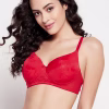 Padded Non-Wired Full Cup T-shirt Bra in Red - Lace