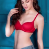 Padded Underwired Demi Cup T-shirt Bra - Red