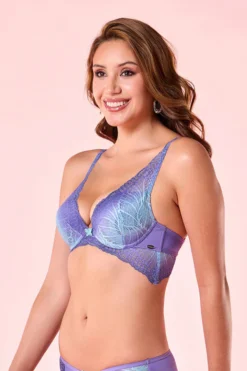 Padded Wired Medium Coverage Butterfly Enhancer Plunge Push-Up Bra