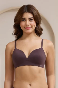 Plunge Padded Non-Wired Bra - Fudge