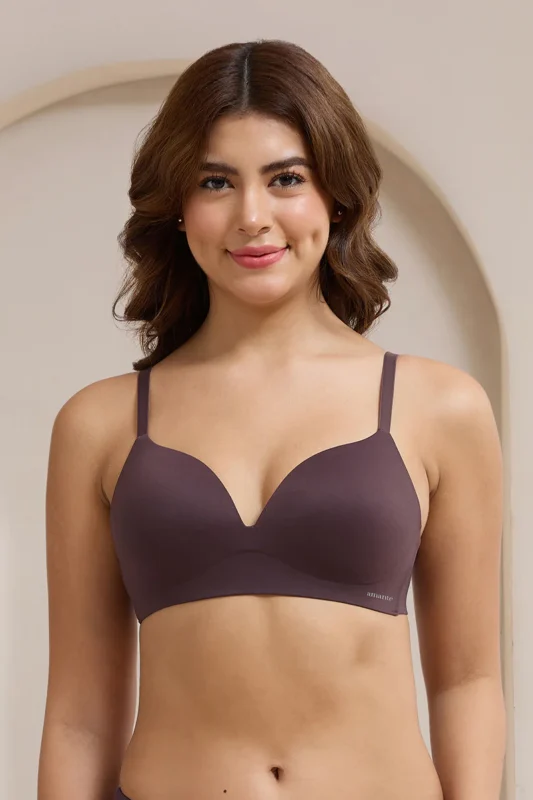 Plunge Padded Non-Wired Bra - Fudge