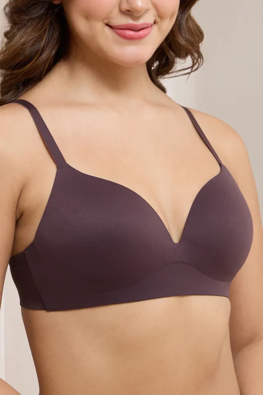 Plunge Padded Non-Wired Bra - Fudge