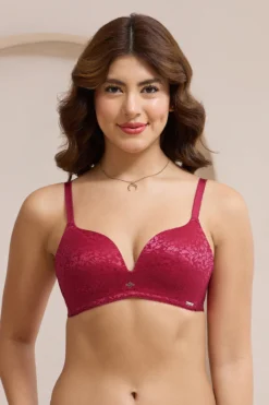 Plunge Padded Non-Wired Bra - Persian Red