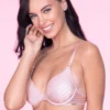 Sheer Stripes Padded Wired T-Shirt Bra - Dawn Pink