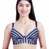 Blue Padded Wirefree Striped Cotton Bra