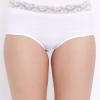 Cotton High Waist Hipster Panty with Lace Insert In White