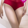 High Waist Hipster Panty in Red with Powernet Panel - Cotton