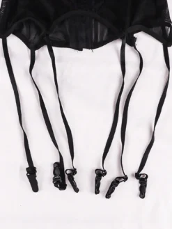 Lace Sexy High Waisted Sheer Garter Belt With Rose Pattern