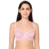 Non Padded Wired Full Cup Bridal Wear Lace Bra Full Support Bra - Light Pink