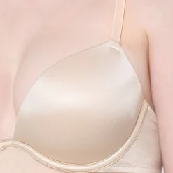 Padded Wired Demi Cup Plunge Neck Party Wear Level 3 Push-up Bra - Beige