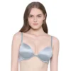 Padded Wired Demi Cup Plunge Neck Party Wear Level 3 Push-up Bra - Blue