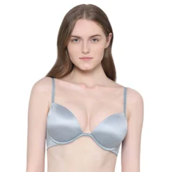 Padded Wired Demi Cup Plunge Neck Party Wear Level 3 Push-up Bra - Blue