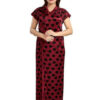 Printed Satin Nightdress - Maroon