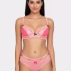 Rose Contrast Lace Bandless Push Up Bikni Set
