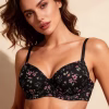 Full Coverage Floral Print Multiway T-shirt Bra in Black