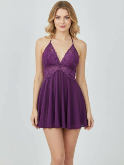 Net Blend Baby Doll Nighty - Purple