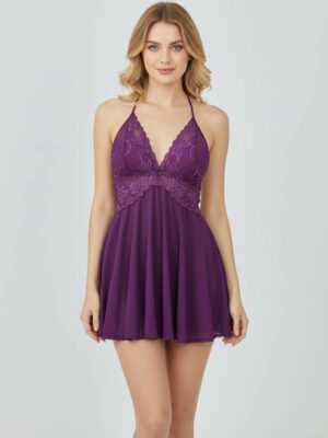 Net Blend Baby Doll Nighty - Purple