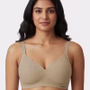 Tan Brown Scallop Nekline Ribbed Seamless Bra