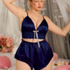 Women Satin Baby Doll Nighty - Blue