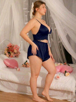 Women Satin Baby Doll Nighty - Blue