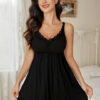 Women Self Design Satin Baby Doll Nighty