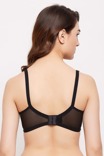 Non-Padded Non-Wired Spacer Cup Full Figure Bra in Black - Cotton