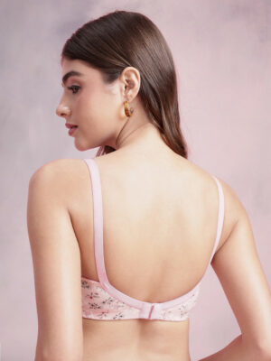 Floral Printed Full Coverage Lightly Padded Bra - Pink
