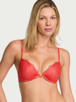 Medium Coverage Underwired Heavily Padded Bra- Red